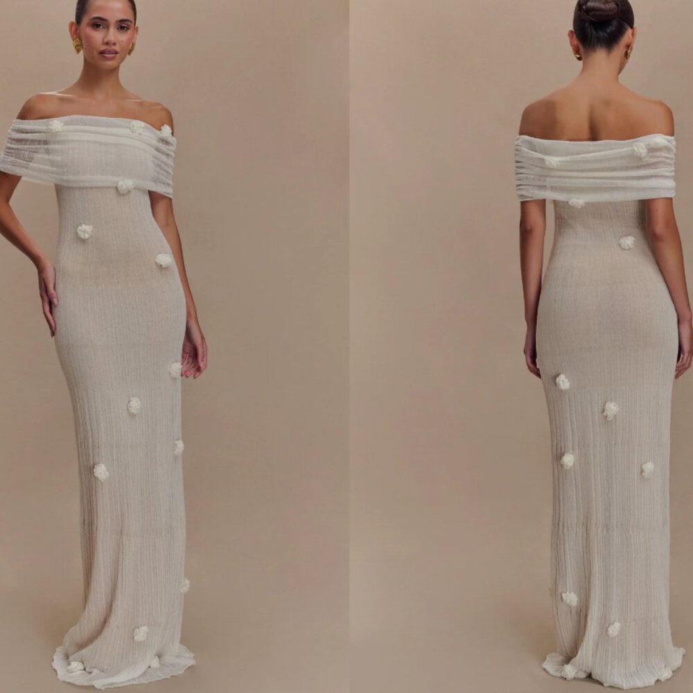 Meshki Brynn Orchid Knit Maxi Dress - Ivory